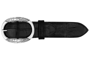 Jeff Deegan 1.5" Silver Alligator Belt Buckle