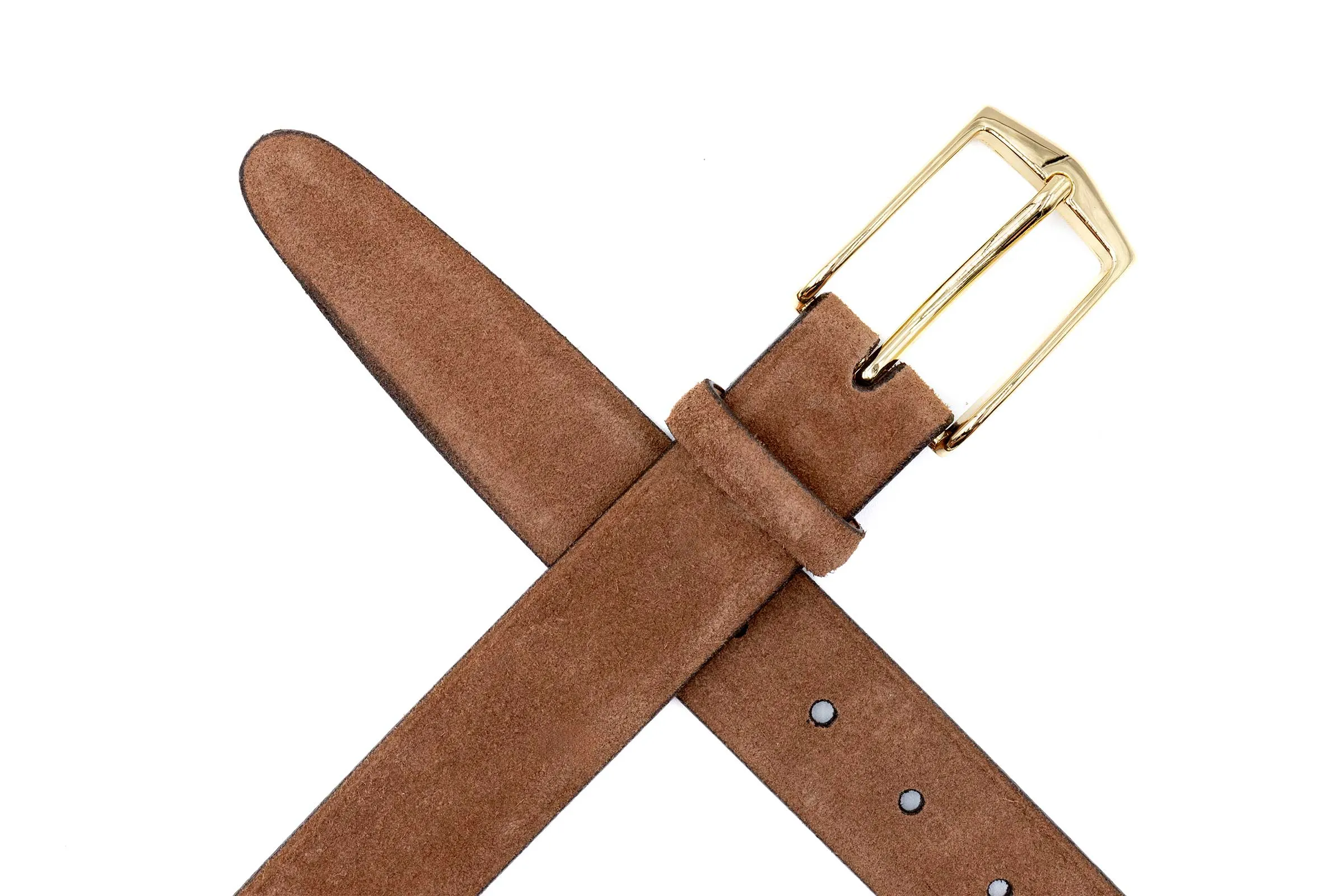 Julian 2 Buckle Suede American Alligator Belt - Chocolate