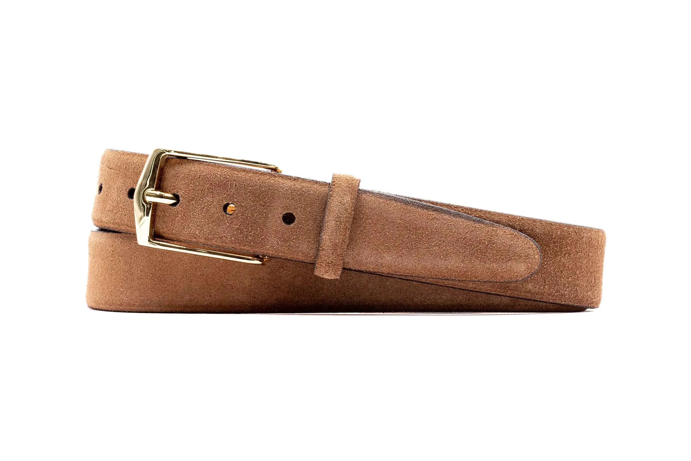 Julian 2 Buckle Suede American Alligator Belt - Chocolate