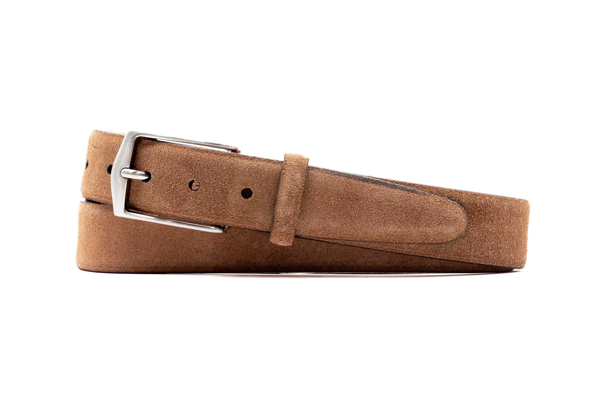 Julian 2 Buckle Suede American Alligator Belt - Chocolate