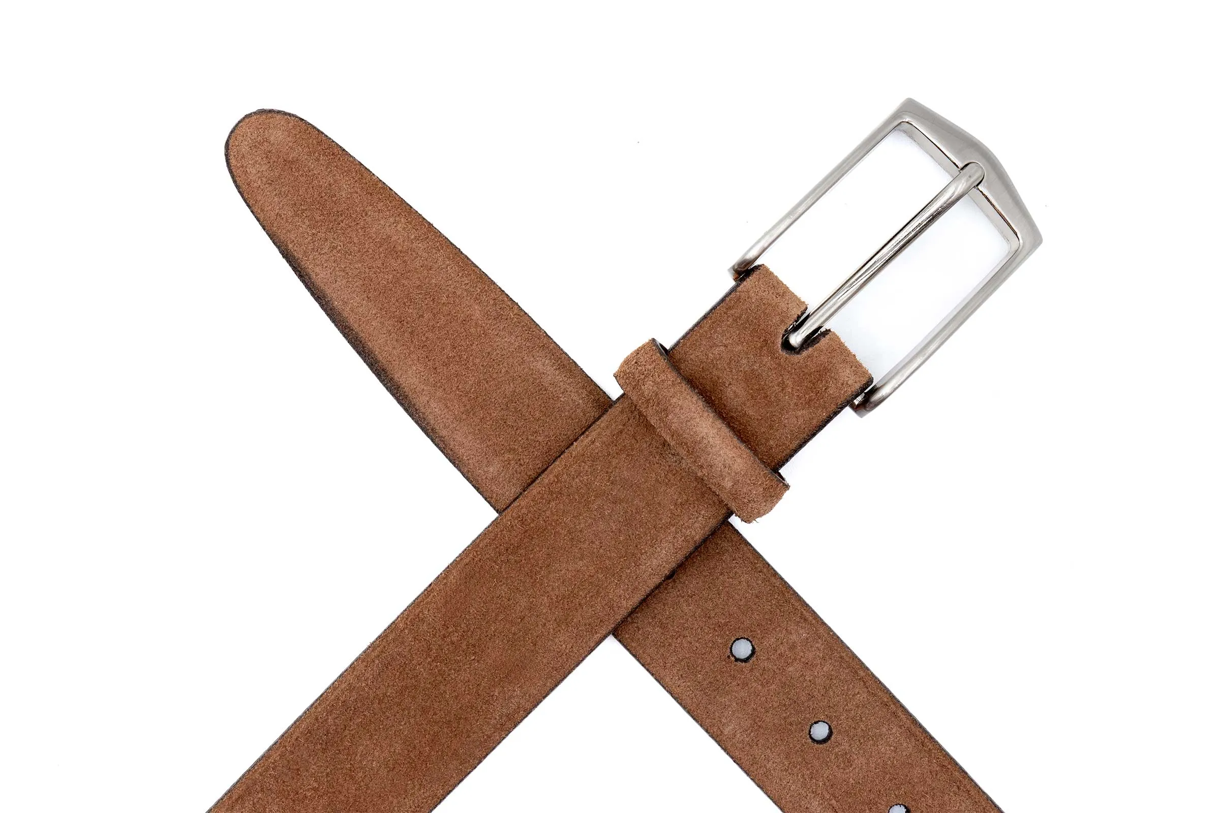 Julian 2 Buckle Suede American Alligator Belt - Chocolate