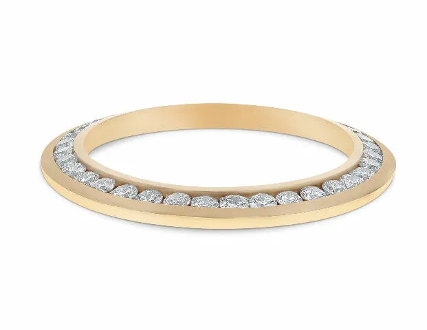 LADIES 1.50CT CHANNEL SET 18KY DIAMOND BEZEL FOR ROLEX DATE, DATEJUST, PRESIDENT