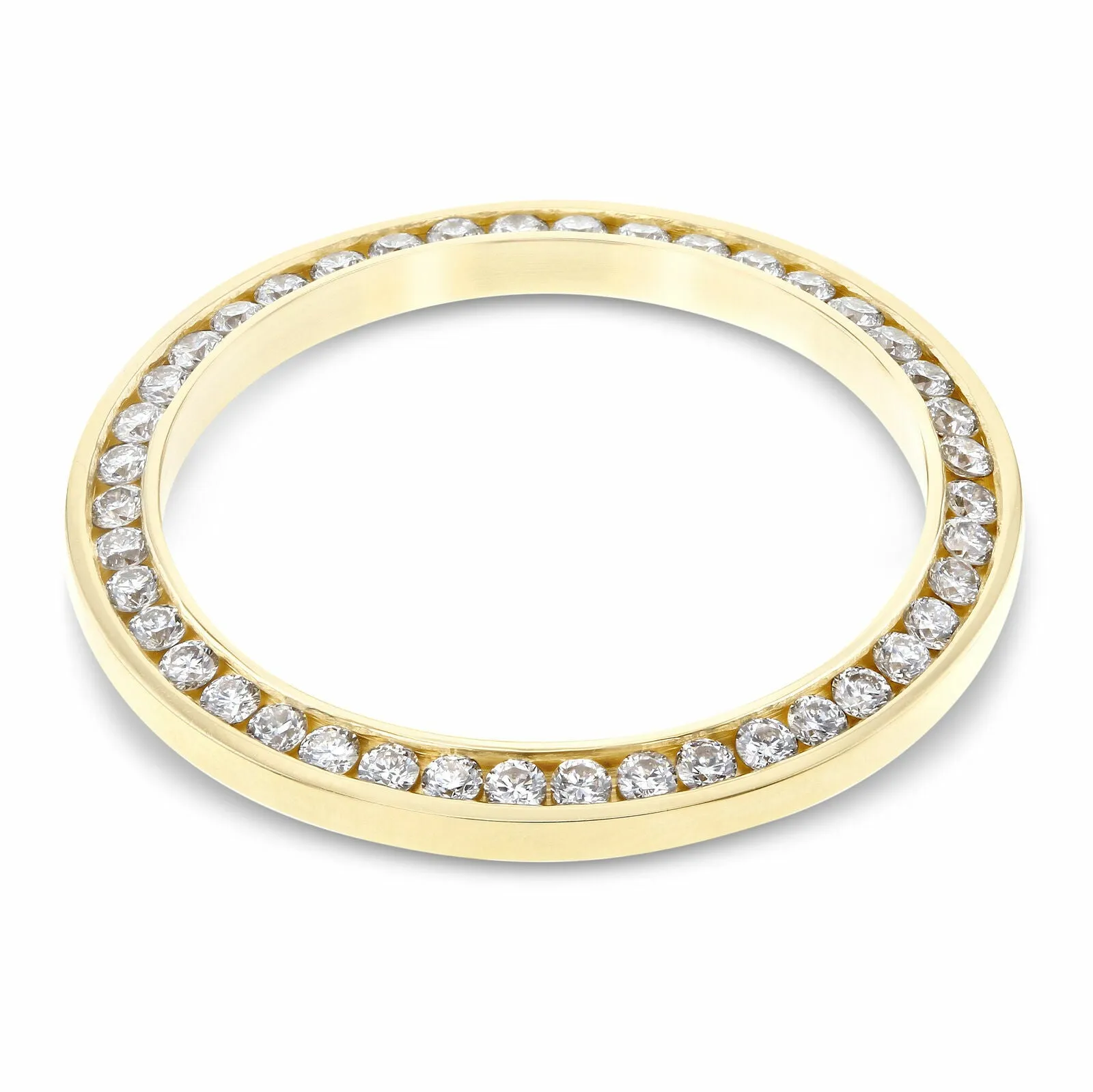LADIES 1CT CHANNEL SET DIAMOND BEZEL 18KY FOR ROLEX DATE, DATEJUST, PRESIDENT
