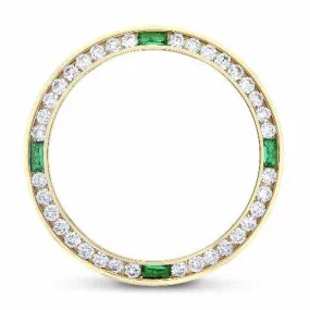 LADIES 1CT DIAMOND BEZEL 18KY FOR ROLEX DATE, DATEJUST, PRESIDENT WITH EMERALDS