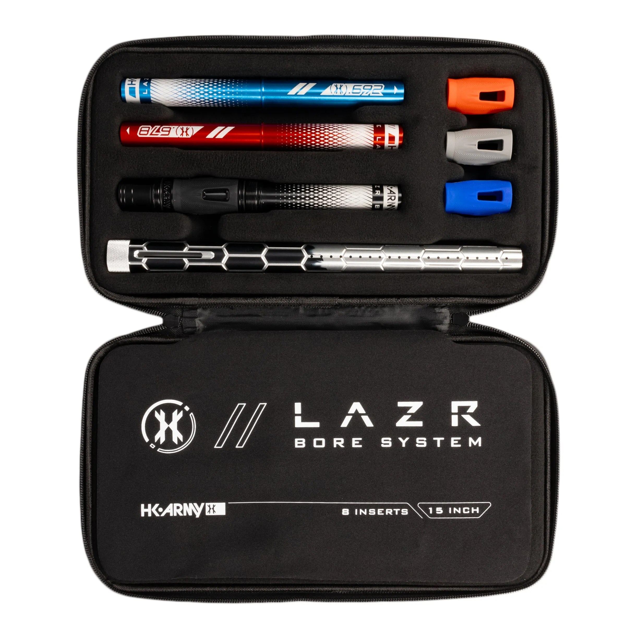 LAZR Elite Nexus Barrel Kit - 15" Black/Silver Fade - Colored Inserts - Cocker Threads