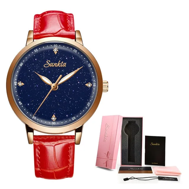LIGE Women's Luxury Brand Ultra-thin Calendar Week Quartz Watches