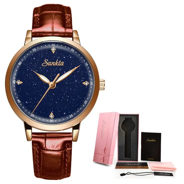 LIGE Women's Luxury Brand Ultra-thin Calendar Week Quartz Watches