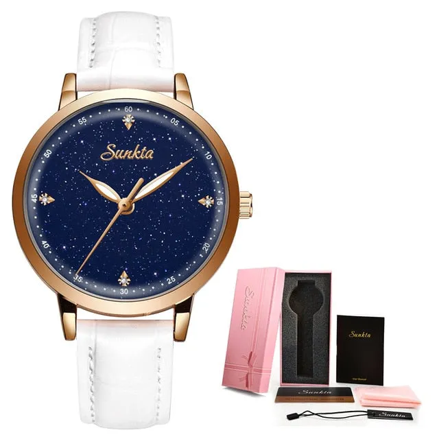 LIGE Women's Luxury Brand Ultra-thin Calendar Week Quartz Watches