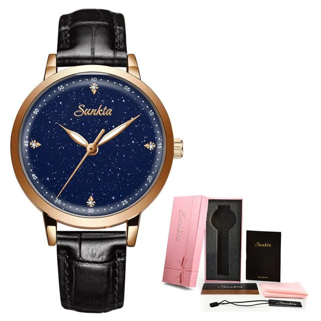 LIGE Women's Luxury Brand Ultra-thin Calendar Week Quartz Watches