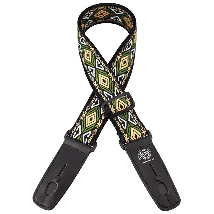 Lock-It Straps LIS-071-EI 2" Jacquard Strap w/ Lock-It Ends, Green/Yellow