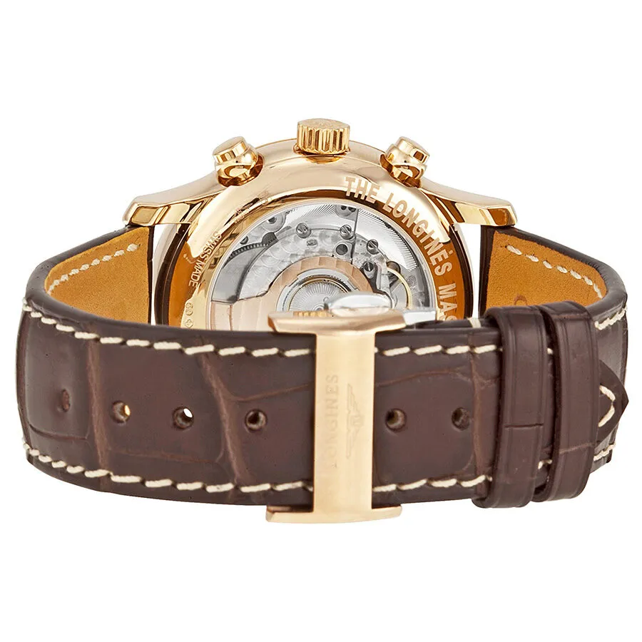 Longines Master Collection Silver Dial 18kt Rose Gold Brown Leather Men's Watch L2.669.8.78.3