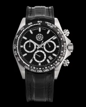 Marvel Tony Stark GR02-C14D3 (Silver/Black) with Black Leather Strap