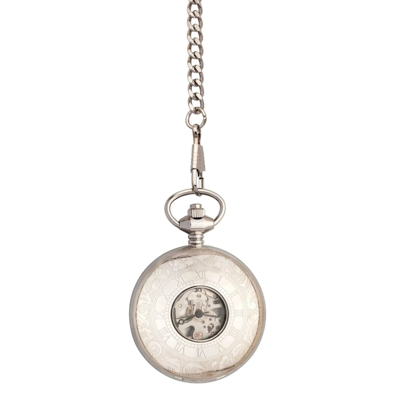 Mechanical Pocket Watch - Stainless Steel - Add Engraving