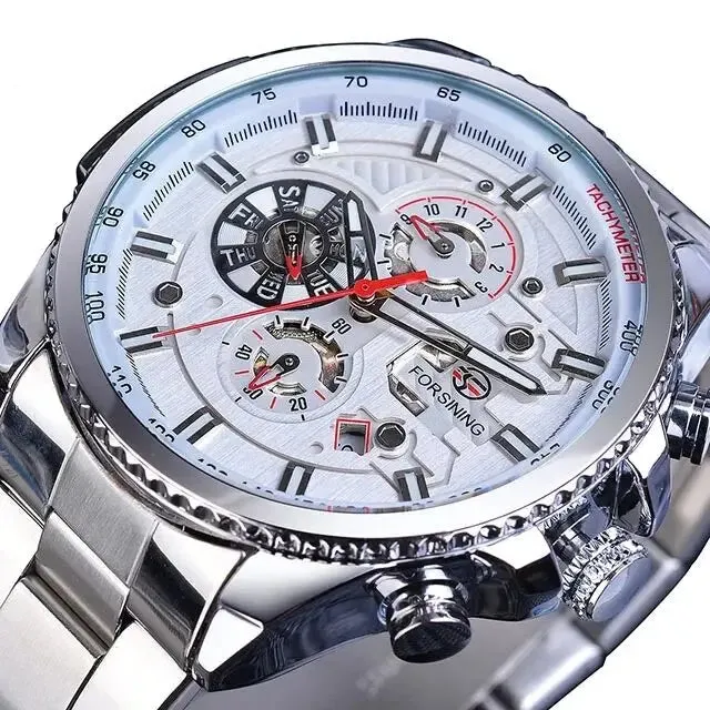 Mechanical Watch - White Automatic Multifunction Calendar