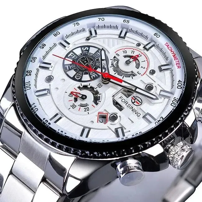 Mechanical Watch - White Automatic Multifunction Calendar