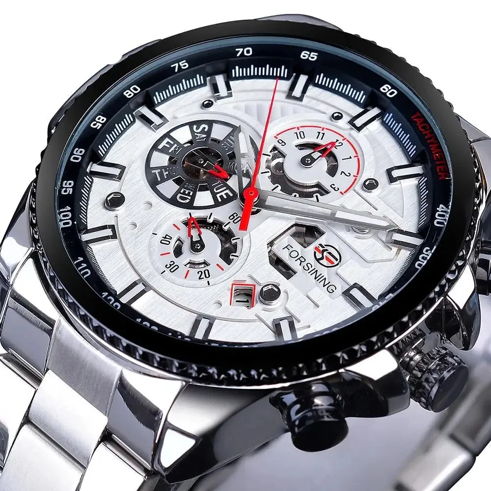 Mechanical Watch - White Automatic Multifunction Calendar