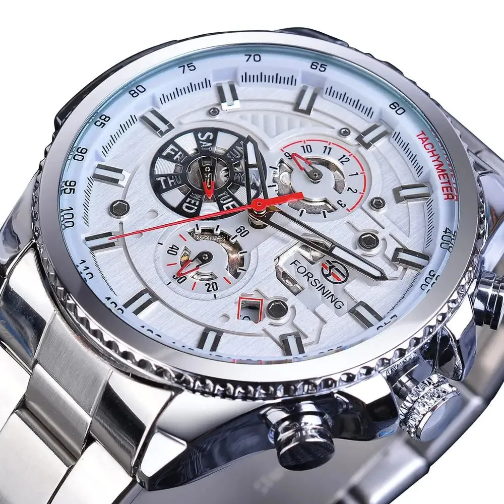 Mechanical Watch - White Automatic Multifunction Calendar