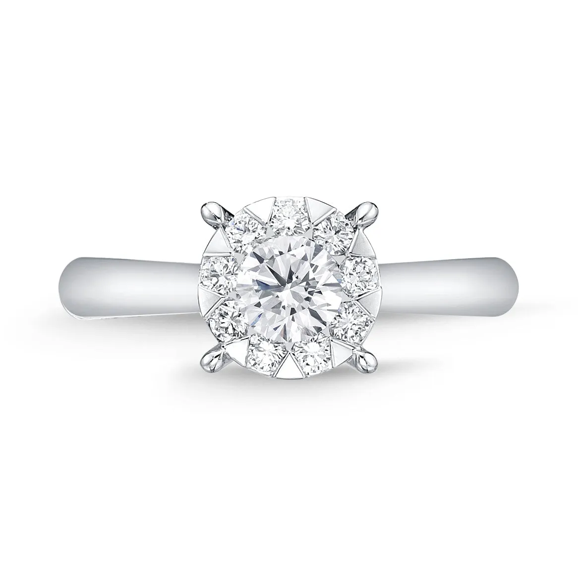 Memoire 18ct White Gold 0.60 Carat Diamond Bouquet Solitaire Ring