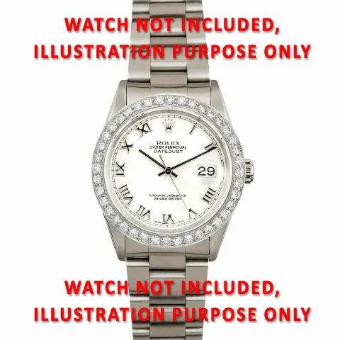 MENS 2CT BEAD SET DIAMOND BEZEL 18KW FOR ROLEX DATEJUST, PRESIDENT 36MM SUPERIOR