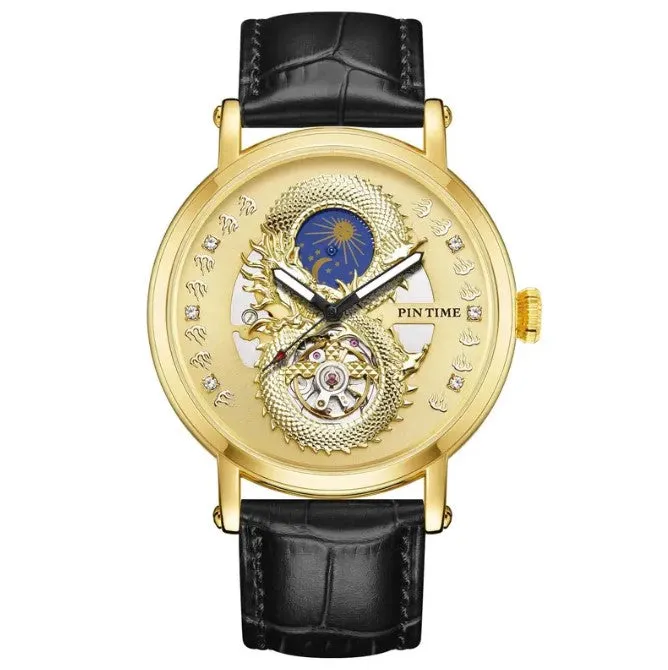Men's Automatic Hollow Dragon Dial Mechanical Watch