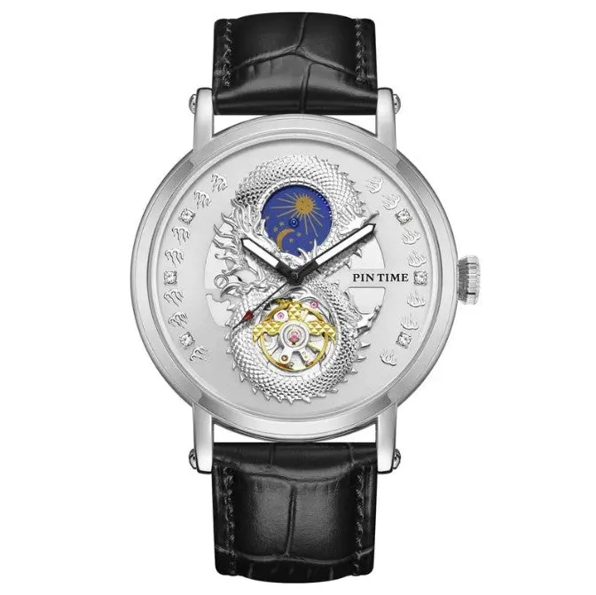 Men's Automatic Hollow Dragon Dial Mechanical Watch