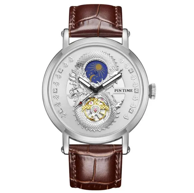 Men's Automatic Hollow Dragon Dial Mechanical Watch