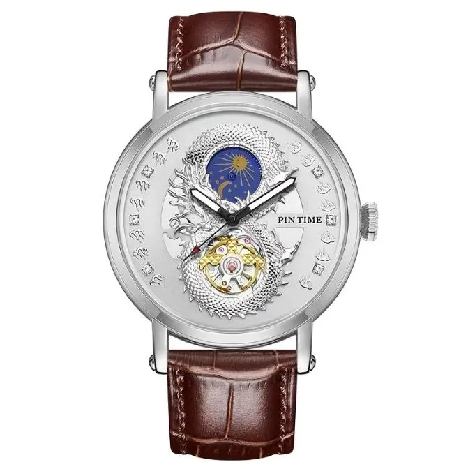 Men's Automatic Hollow Dragon Dial Mechanical Watch