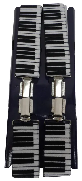 Mens Piano Print Black and White 35 mm  Braces