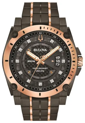 Mens Precisionist Gry & Rse Gld Diamond Watch Blk/Gry Dial