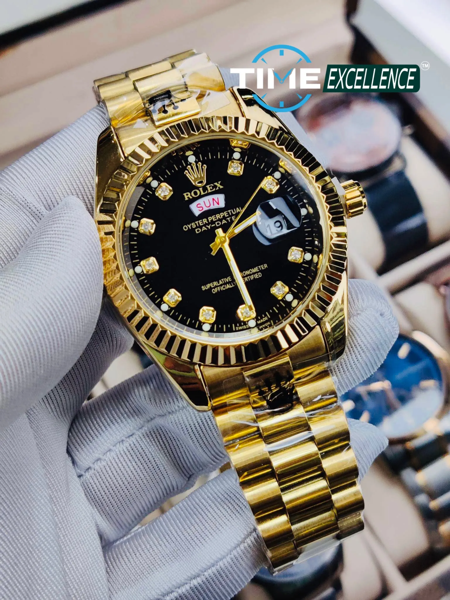 Most Demanding Rolex Black Dail Stone Watch With Budget For Men