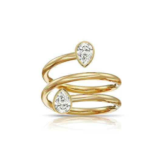 Multishape Diamond Bezels Mini Spiral Ring