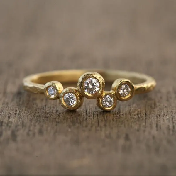 NEW! 18k Gold 5 Bezel Diamond Ring by Yasuko Azuma