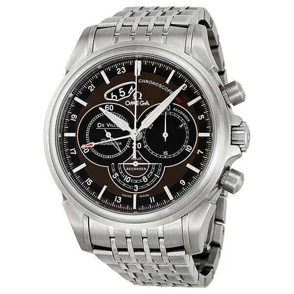 Omega Deville Chronoscope Automatic Brown Dial Stainless Steel Men's Watch 422.10.44.52.13.001
