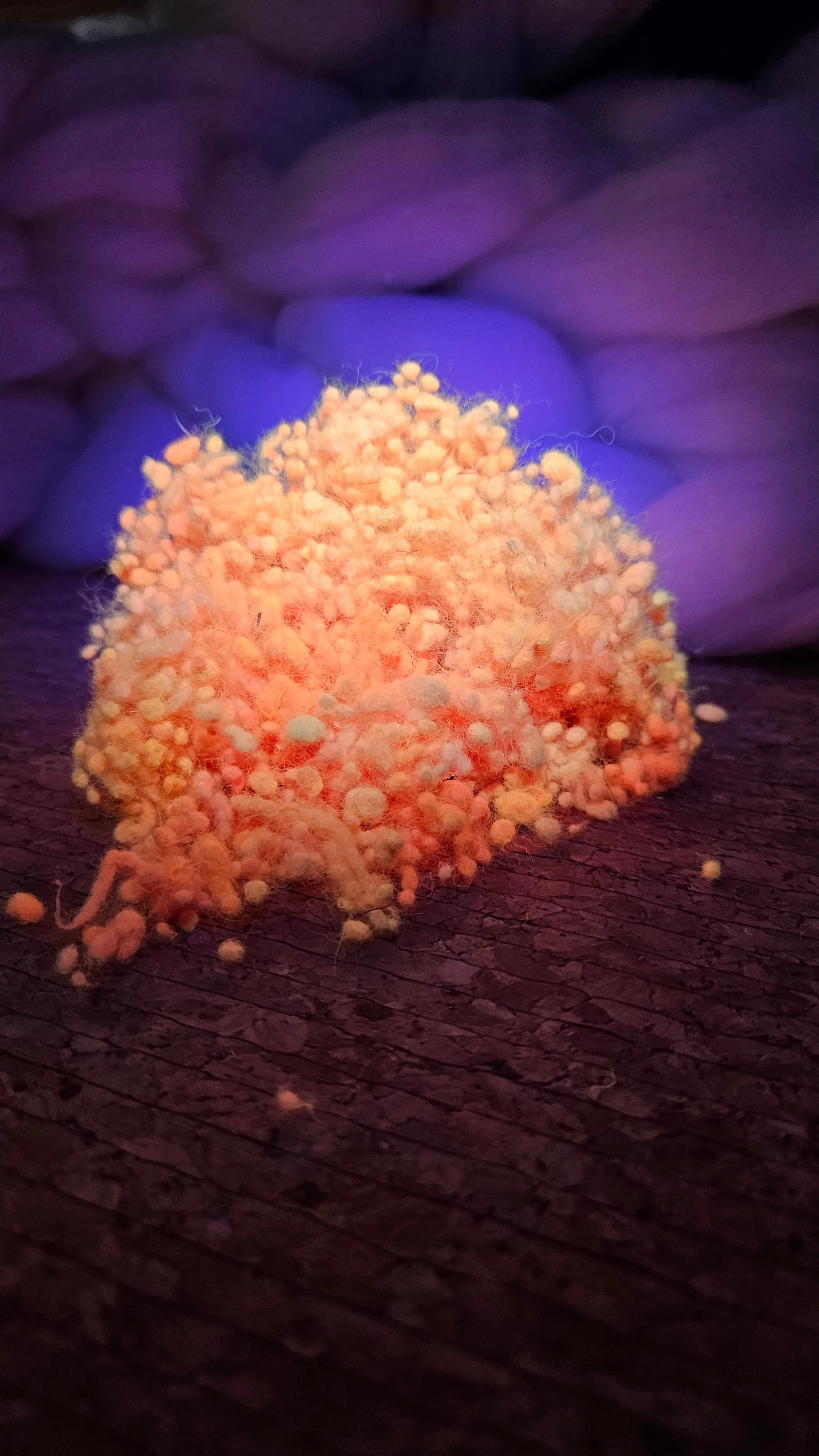 ORANGE GLOW Dyed Fine Wool Nepps - 1 ounce
