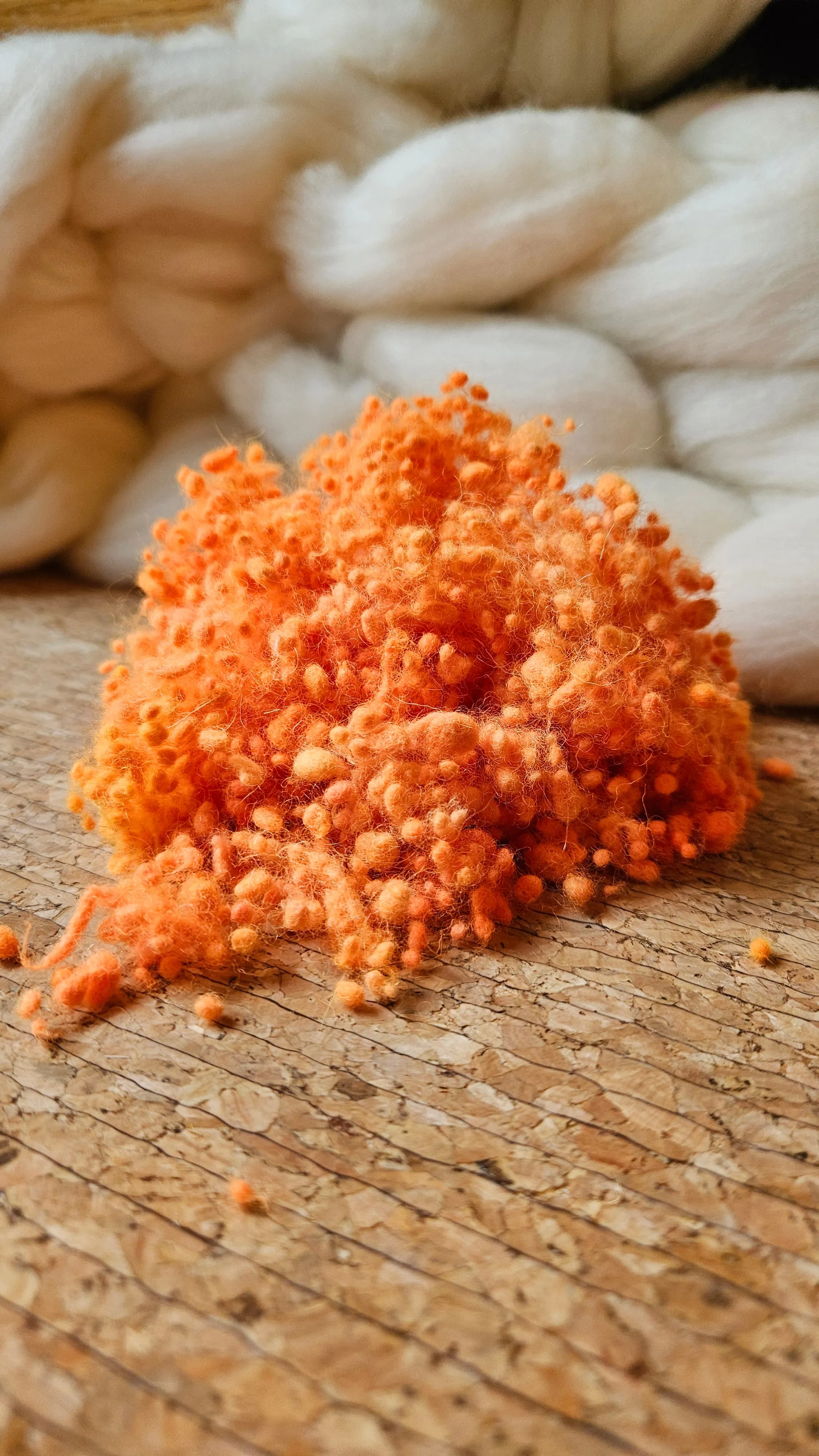 ORANGE GLOW Dyed Fine Wool Nepps - 1 ounce