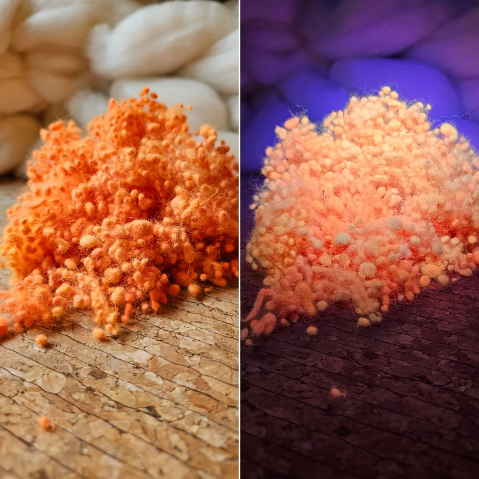 ORANGE GLOW Dyed Fine Wool Nepps - 1 ounce