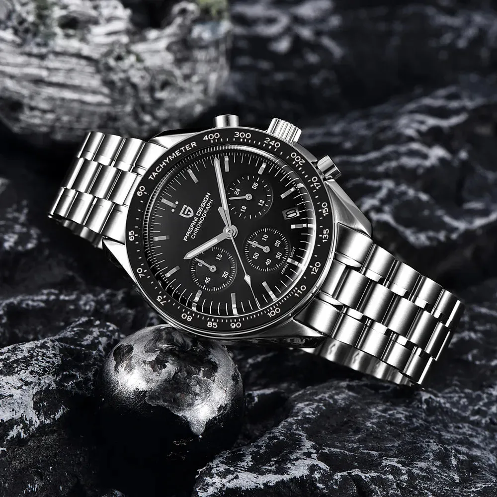 PAGANI DESIGN Mens Watches Top Brand Luxury Automatic Quartz Chronograph Waterproof Sport Stainless Steel Watch