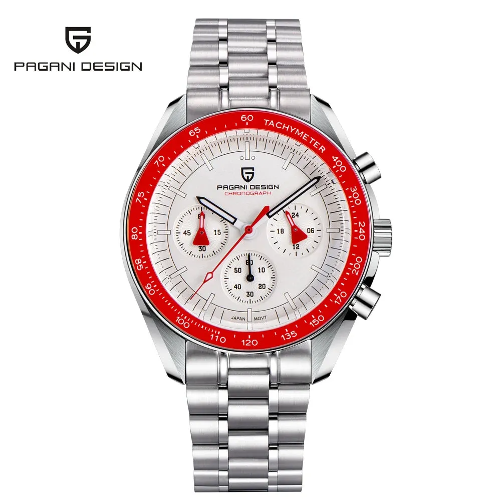 PAGANI DESIGN Mens Watches Top Brand Luxury Automatic Quartz Chronograph Waterproof Sport Stainless Steel Watch
