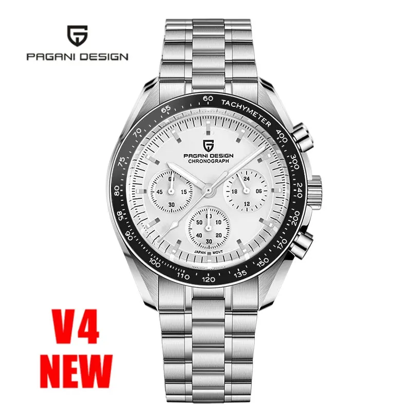 PAGANI DESIGN Mens Watches Top Brand Luxury Automatic Quartz Chronograph Waterproof Sport Stainless Steel Watch