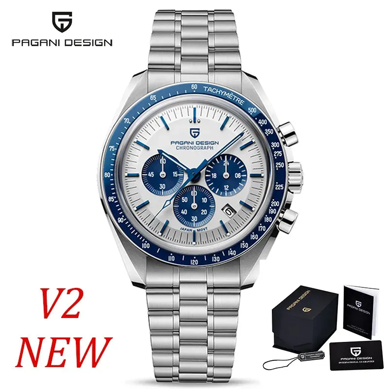 PAGANI DESIGN Mens Watches Top Brand Luxury Automatic Quartz Chronograph Waterproof Sport Stainless Steel Watch