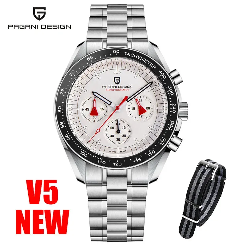 PAGANI DESIGN Mens Watches Top Brand Luxury Automatic Quartz Chronograph Waterproof Sport Stainless Steel Watch