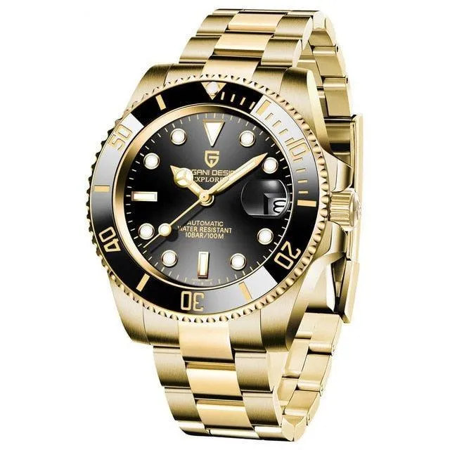 Pagani Design Yellow Gold Submariner Date Homage Watches