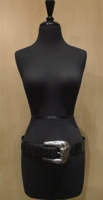 Patricia Von Musulin Alligator Belt with Hand Carved Ebony Knot Buckle Inlaid with Sterling Silver