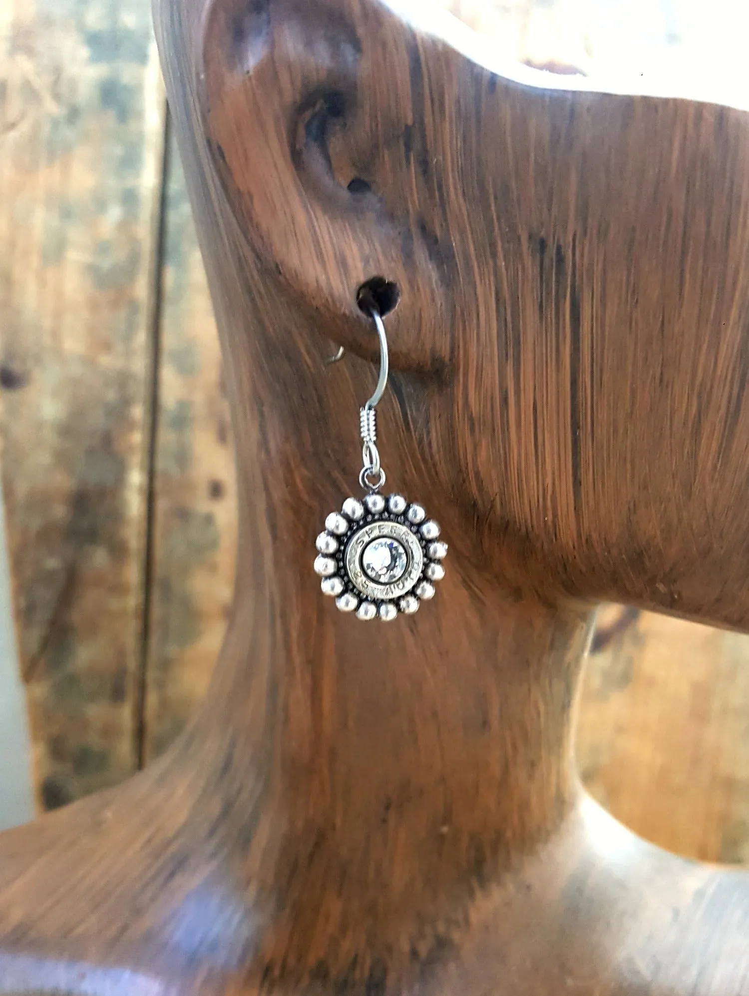 Petite Beaded Bezel Bullet Earrings - 25 Auto