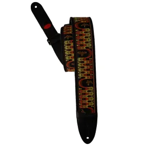 PRS 2.4" Padded Guitar Strap w/FLASH, Custom Jacquard Birds Wavelength Orange