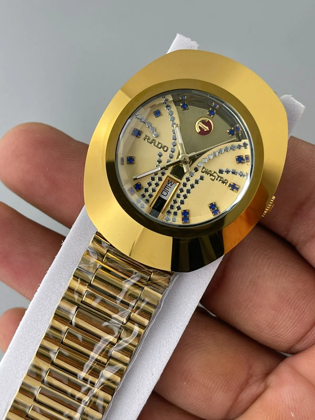 Rado Round Diastar R12413074-4 Automatic Analog Gold Strap Date Men's Watch With White Gold Dial Classic Formal Party Wear for Men's