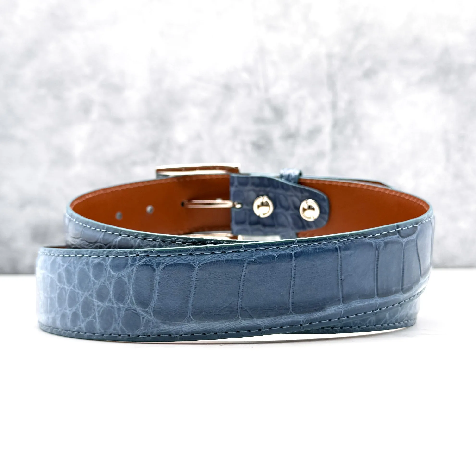 Ready To Ship Alligator Belt: French Blue (1.5" width)