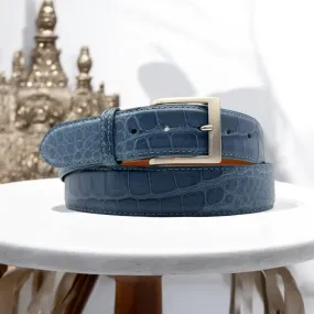 Ready To Ship Alligator Belt: French Blue (1.5" width)