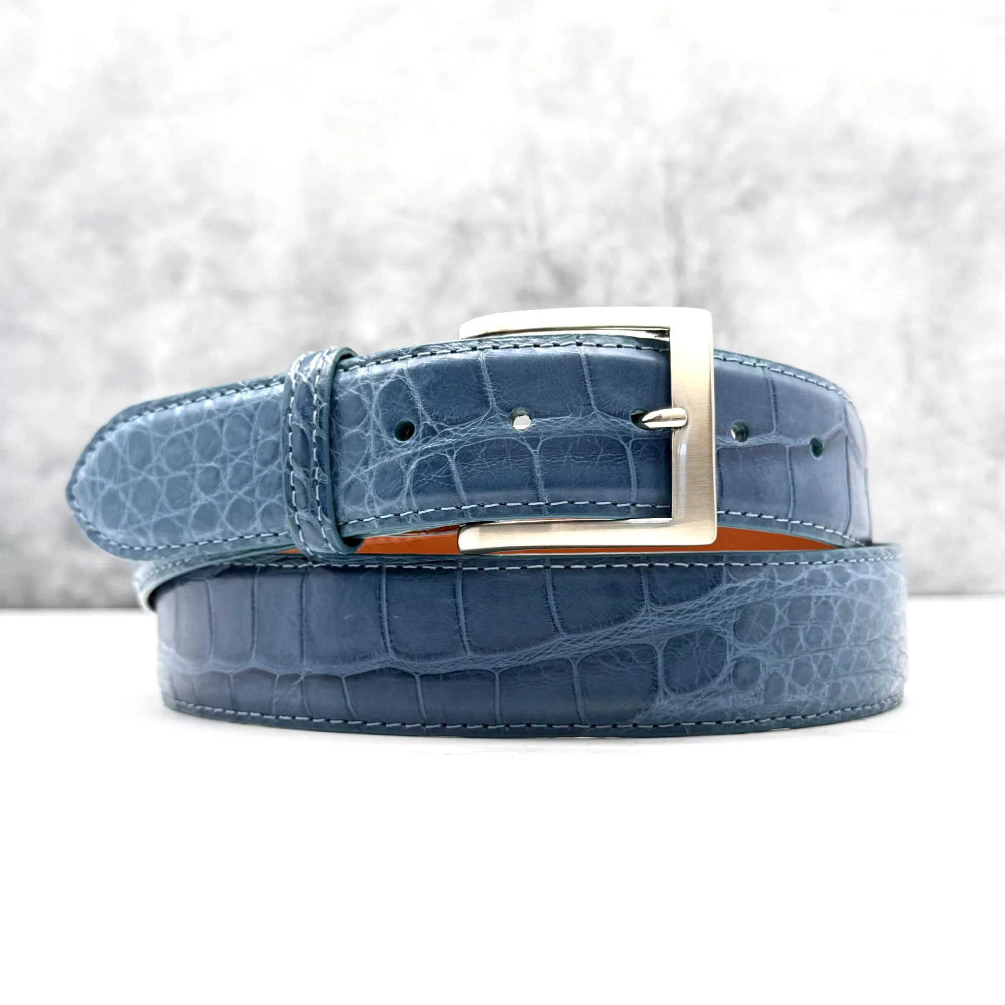 Ready To Ship Alligator Belt: French Blue (1.5" width)