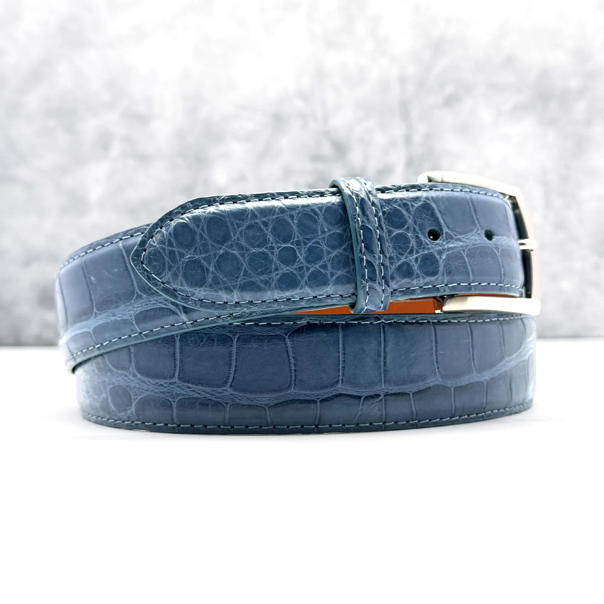 Ready To Ship Alligator Belt: French Blue (1.5" width)